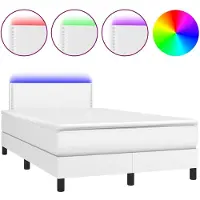 vidaXL Lit Boxspring avec matelas & LED Blanc 120x190 cm Similicuir