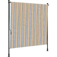 vidaXL Store extérieur jaune et blanc 150x270 cm Tissu et acier