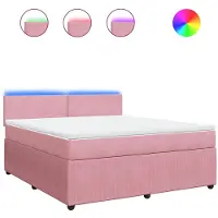 vidaXL Lit boxspring avec matelas rose 180x200 cm velours