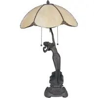 Clayre & Eef Lampe de table Tiffany Ø 41x70 cm Beige Marron Verre