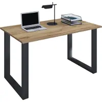 VCM Bureau en bois | H. 76 x W. 110 x T. 80 cm | Table d'ordinateur simple | pieds en métal de haute qualité | Table de travail | Mobilier de bureau - Lona U