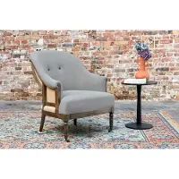 PIB Fauteuil rond en lin et coton gris Léonie