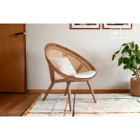 PIB Fauteuil couleur chêne miel en frêne massif et osier Cocon