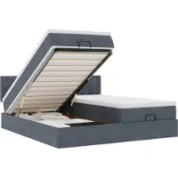 vidaXL Ottoman-lit avec matelas & LEDs gris foncé 160x200 cm velours