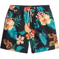 Superdry pour homme. M3010242A Maillot de bain multicolore à imprimé hawaïen (S), Noir, Beachwear, Polister recyclé, Durable
