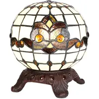 Clayre & Eef Lampe de table Tiffany Ø 20x25 cm Blanc Noir Verre