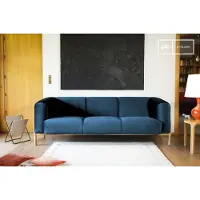PIB Canapé 3 places en velours bleu Viela
