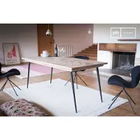 PIB Table scandinave en bois massif à pieds compas Tongeren