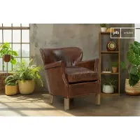 PIB Fauteuil en cuir pleine fleur noisette Neoturner