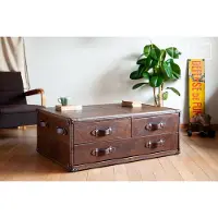 PIB Table basse en cuir marron Goldfield