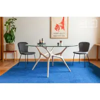 PIB Table ronde en verre et frêne massif clair 8 personnes Sylvae
