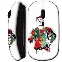 MANIACASE Souris Sans Fil - Cristiano Ronaldo - Football Noir - USB Wifi - Compatible Mac et PC - Noir