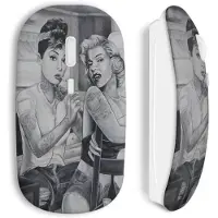 MANIACASE Souris sans fil - Marilyn Monroe - Audrey Hepburn - USB WiFi - Compatible Mac et PC - Blanc