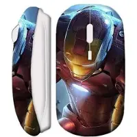 MANIACASE Souris sans fil - Iron Man - Blanc - USB WiFi - Compatible Mac et PC - Ergonomique