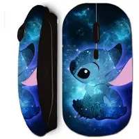 MANIACASE Souris sans fil noir Stitch bleu frand bleu