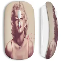 MANIACASE Souris sans fil - - Marilyn - Blanc - Clé USB wifi - Compatible Mac et PC