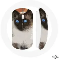 MANIACASE Souris Sans Fil Siamois Noir et blanc Yeux Bleus