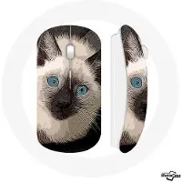 MANIACASE Souris Sans Fil Chat Siamois Noir et blanc aux Yeux Bleus