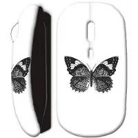 MANIACASE Souris sans fil - Papillon - Blanc - Clé USB wifi incluse - Compatible Mac et PC - Sans fil
