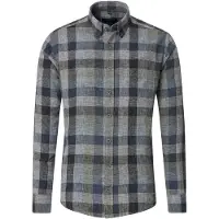 Casa Moda Casual Fit Chemise en lin anthracite, A carreaux