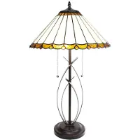 Clayre & Eef Lampe de table Tiffany Ø 41x69 cm Beige Marron Verre