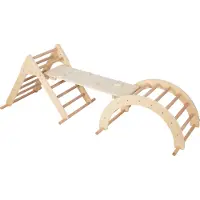 Sunny Structure d'escalade 3-en-1 Charlie en bois naturel – Jouets Montessori – Arceau d'escalade – Triangle d'escalade – FSC Mix