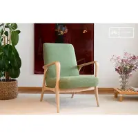 PIB Fauteuil en frêne massif et tissu vert Eon