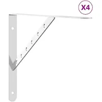 vidaXL Supports d'étagères 4 pcs 40x2,5x25 cm argenté acier inoxydable