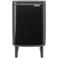 Brabantia - Poubelle fr Poubelle Bo Hi 7 L avec couvercle de soft close, intérieur amovible et poignée de transport fr - Convient pour salle de bain, chambre et bureau à domicile - Matt Black