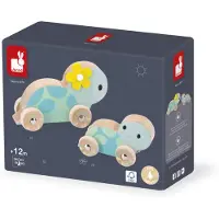 Janod Jouets en bois Tortues - Set de 2 animaux à roulettes
