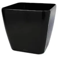 Lechuza Pot Quadro Premium Ls 35 - Kit Complet, Noir Brillant 35 Cm