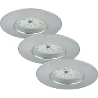 Briloner Lampe LED encastrée LEUCHTEN ATTACH DIM, 6,5 W, 570 lm, IP44, couleur aluminium, plastique, intensité lumineuse variable, set de 3, Ø 7,5 cm