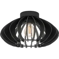 Eglo Plafonnier Cossano 3, plafonnier vintage, spot de plafond rétro en métal et bois noir, lampe de salon avec douille E27, Ø 38 cm
