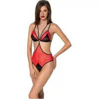 Passion Peonia - body avec découpes latérales (rouge)