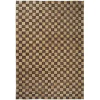 Ferm Living Tapis Damier Laine et Jute Coffee|Natural
