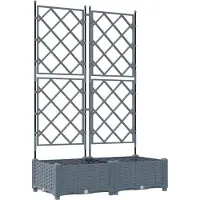 vidaXL Bac à fleurs avec Treillis 2 pcs Gris clair 80 x 40 x 125.5 cm