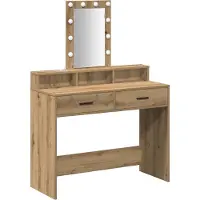 vidaXL Table de maquillage , couleur marron, dimensions 100 x 41 x 140 cm, en panneaux de particules