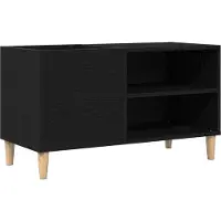 vidaXL Meuble à disques noir imitation chêne 84,5 x 38 x 48 cm