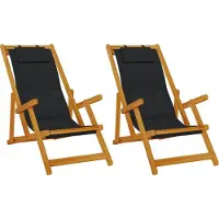 vidaXL Chaise longue avec coussins (lot de 2) Marron Bois massif d'acacia