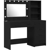 vidaXL Table de maquillage, 2 pièces, noire, 78,5 x 41 x 135 cm, en panneaux de particules