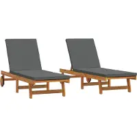 vidaXL , 2 chaises longues, bois massif d'acacia, couleur marron