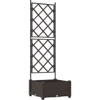 vidaXL Bac à fleurs avec Treillis Marron 40 x 40 x 125.5 cm PP