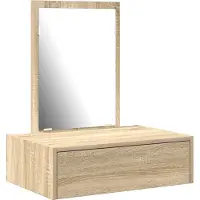 vidaXL Table de maquillage , couleur marron, dimensions 60 x 40 x 70 cm, en panneaux de particules