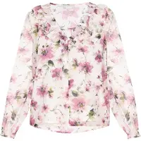 Usha Chemisier 'Fashion Look' vert / rose / éosine / blanc
