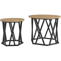 vidaXL Table d'appoint, lot de 2, chêne Artisan, bois et acier