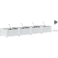 vidaXL Pots de jardin Blanc 160 x 40 x 22 cm Acier