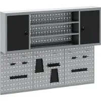 vidaXL Set de Cabinet d'Outils et Pegboard avec étagère 6 pcs Noir