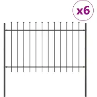 vidaXL Clôture de jardin 6 pièces Gris 10,2 x 1,2 m Acier thermolaqué