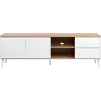 CALICOSY - Meuble TV 2 portes, 2 niches et 2 tiroirsReproduction chêne L186 cm - Zamos