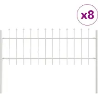 vidaXL Clôture de jardin 8 pièces Blanc 13,6 x 0,6 m Acier thermolaqué